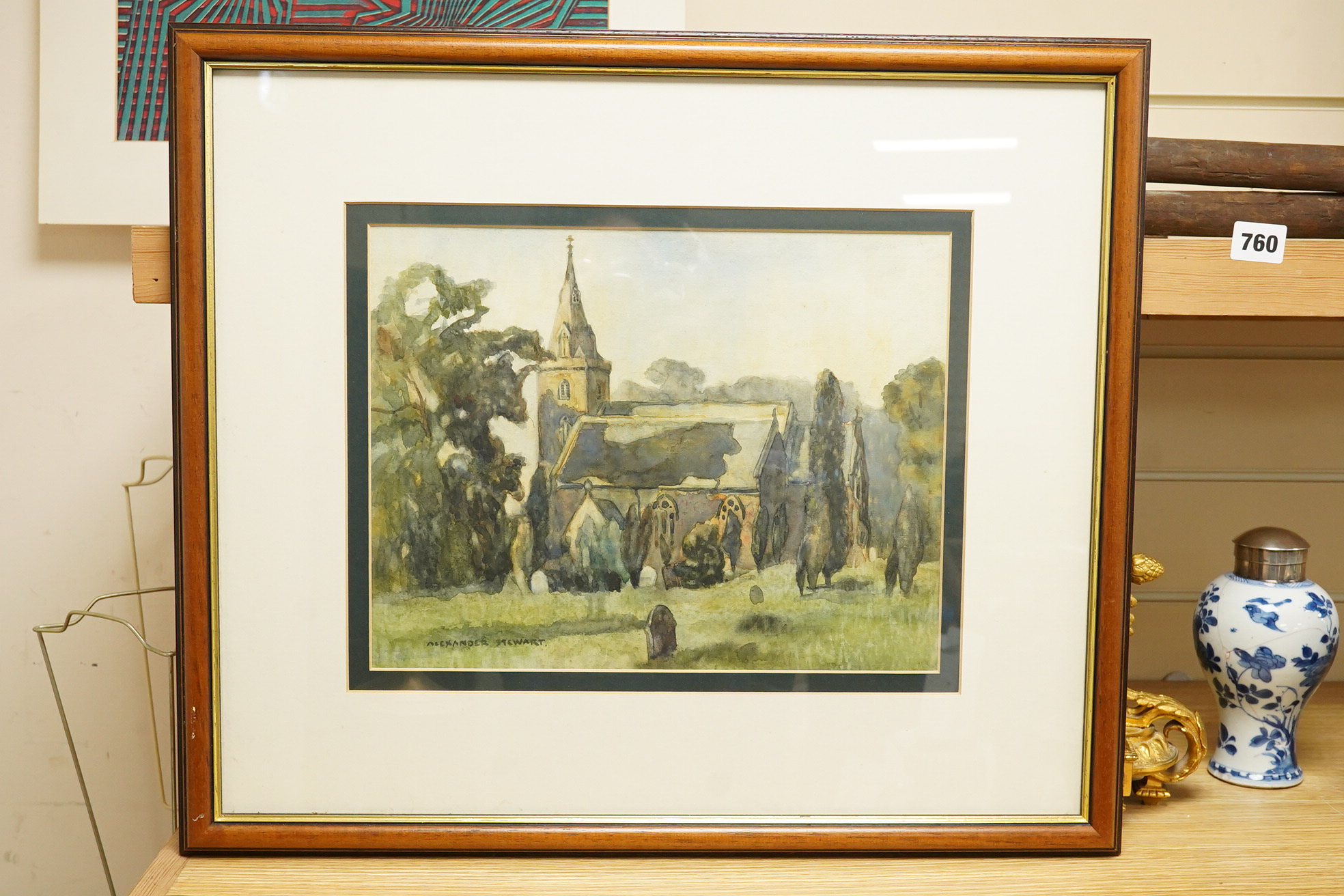 Alexander Stewart, ‘Buchlyrie Church, Sterling, Scotland’, signed, watercolour, 25.5 x 33cm